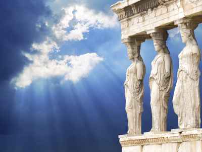 credit: Foto by TMSK via istockphoto.com - Famous Caryatid in Acropolis, Athens, Greece Iconic Landmark 